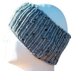Men's Handmade Headband Circlet Bandeau Tin Roof Gray Rib Knit USA Women's M/L